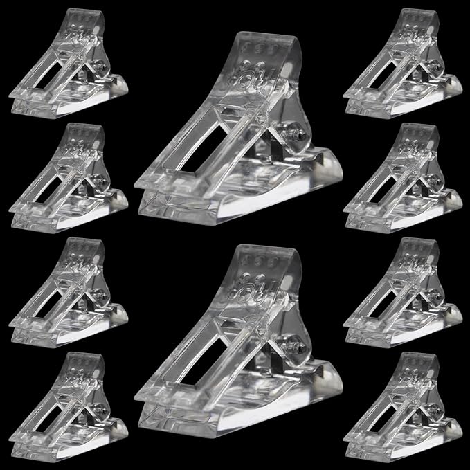 10 Pcs Nail Tips & Clip for Quick Nail Extension Mold Building - Transparent Dual Nail Form Clip Builder DIY Nail Art Tool