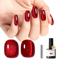 modelones Red Cat Eye Gel Polish Burgundy Red Gel Polish Magnetic Glitter Holographic Ruby Red Gel Nail Polish Valentine Reflective Jelly UV Gel 15 ML