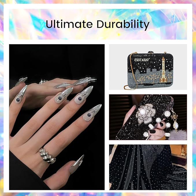 Novani Black Rhinestones 1440pcs SS20 Glass Rhinestones Crystal Flatback Gemstones for Crafts Nails Makeup Bags and Shoes Decoration（SS20, 4.8-5mm）