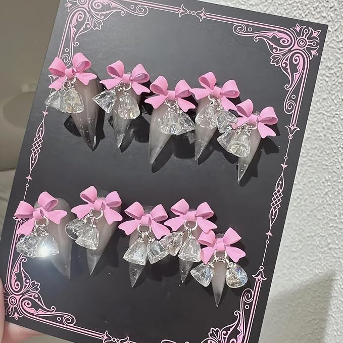 Halloween Press Claw on Nails Long Short Medium Curved Stiletto Handmade Gothic Design Horror Vampire False Nails Dragon Cat Claw Press on Nails Glossy Glue on Nail Thick Acrylic False Nails