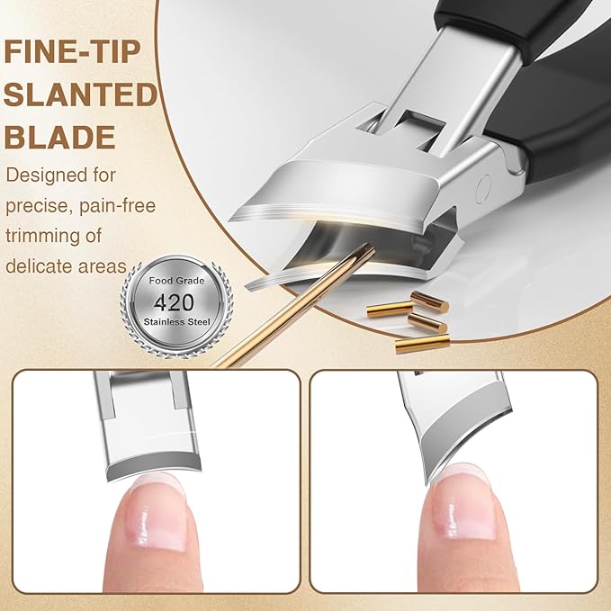 Upgrade Large Toenail Clippers for Thick Nails for Seniors Long Handle, Ultra Sharp Precision Nail Clippers for Men, Curved Wide Jaw Opening Fingernail Clippers with Catcher Nail Cutter for Women