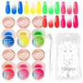 6 Color Cushion Neon Gradient Nail Gel Kit,Bright Fluorescent Pat Painting Ombre Gel Non-Wipe Multi-Functional Nail Polish Set, Nail Art DIY Salon Home for Starter Long Lasting Soak Off UV