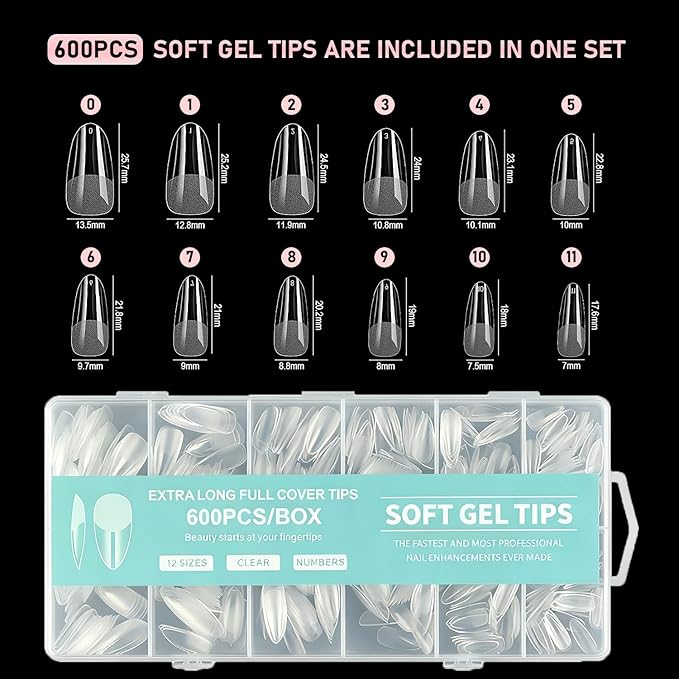 Teardrop nail tips False Nail tips-Half matte nail extension tips kit full cover nail tip press on 12 sizes 600pcs pre-shaped nail tips set false nail tips for nails Salon Or Home DIY