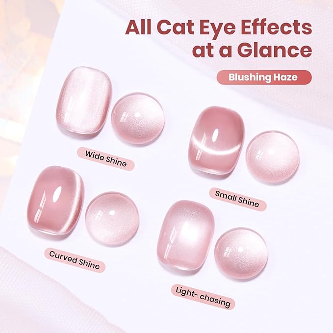 Beetles Blushing Haze Pink Cat Eye Gel Nail Polish - 15ML Valentines Gel Polish Glitter Pink Cat Eye Magnetic Translucent Glassy Effect Soak Off UV French Nail Art Manicure Gift for Wome