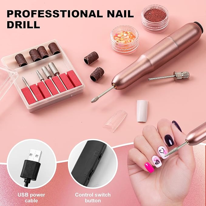 Professional Acrylic Nail Kit with UV Light, Gel Polish, Drill, Art Tips & Decoration - DIY Nail Art Tool & Supplies