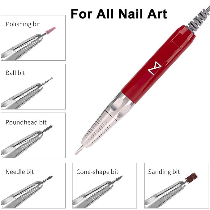 M - Max Brushless Motor Nail Drill Handpiece Only - 35K RPM | Machine Not Included | Compatible with M Brushless Nail Drill System (Handpiece - Red)