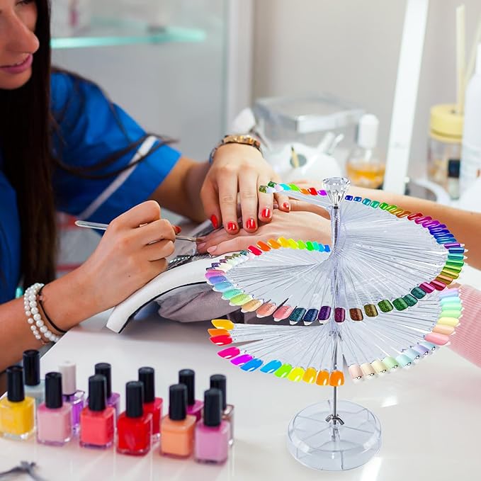 Yosoo 120 Sticks Nail Art Color Card Display Stand Spiral False Nails Practice Tools Salon Polish Show Art Color Card Spiral (Pointed)