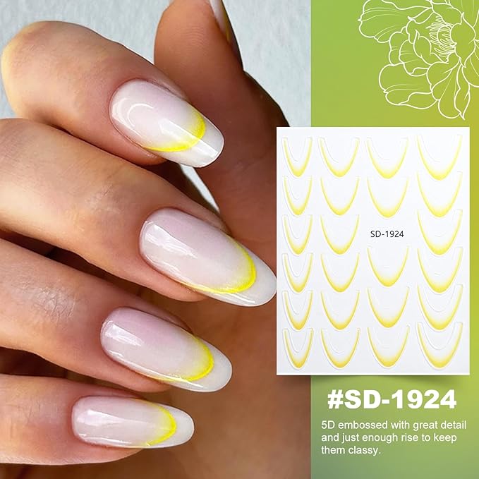 12 Sheets French Tip Nail Stickers for Gradient French Line Nail Art Stickers, Color Wave Stripe Nail Decals Self Adhesive Nail Tips Guides Stripe Lines Sliders for Women Girls Nail Decoration 807-3