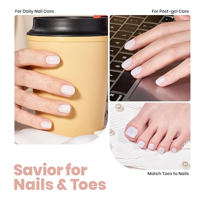 Beetles Nail Polish - Milky White Nail Polish Milk Cheese Color Nail Concealer Fast Dry Quick French White Cream Nail Strengthener and Growth Treatment for Thin and Damaged Nails,0.51 FL OZ