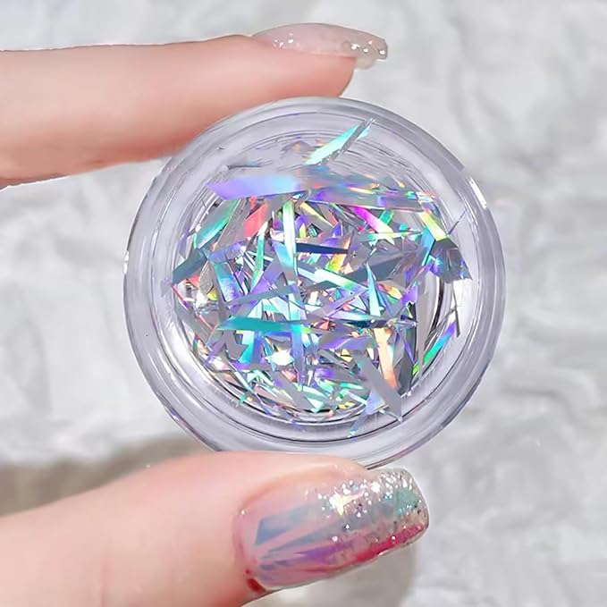 SILPECWEE 12 Boxes Glass Nail Foil Cellophane Aurora Nail Art Foil Sheets Glass Paper Laser Nail Stickers Iridescent Nail Designs Stickers Holographic Nail Film 3D Nail Decoration