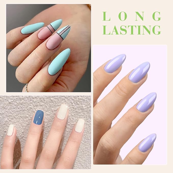 CANNI Gel Nail Polish Set - 6 Soft Shades (Pink, Blue,Lavender, Green, Ivory, White), 9ML Soak-Off UV LED Gel, HEMA-Free, for DIY or Salon Manicure