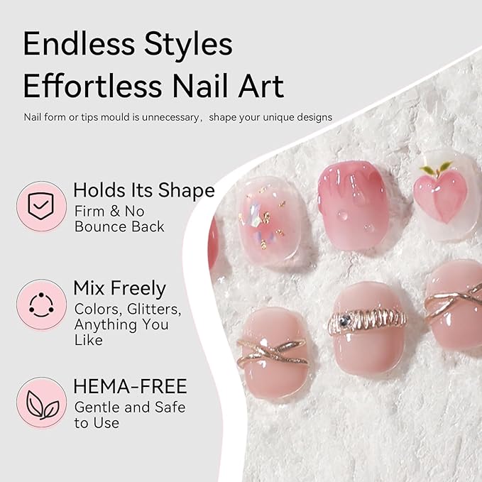BORN PRETTY Builder Gel for Nails,2PCS Clear & White 3D Solid Hard Gel for Sculpting & Extension, Non-Stick U V Soak Off Gels for Carving Patterns,Salon & Home DIY Manicure