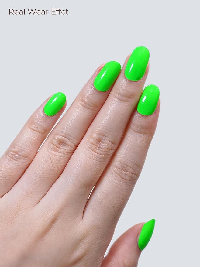 Semi Cured Gel Nail Strips - UV Light Gel Nail Stickers - 20 Long Lasting Salon Quality Wraps (Acid Drop Green)