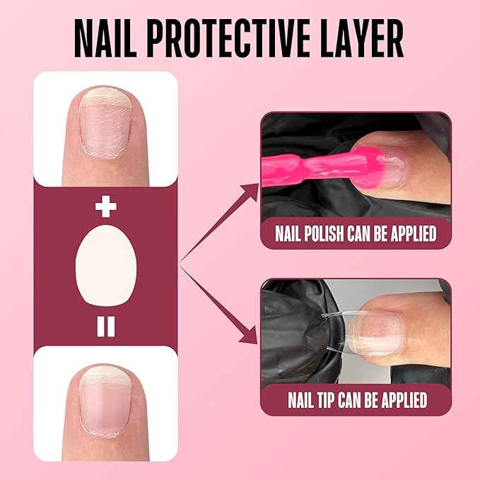 NOVO OVO Pre-cut Nail Shaped Repair Sheets Various Sizes with Slim File, Fixation & isolation layer, Bandage for Broken Nail-Surface, Recovery Protective layer for Acrylic, Easy to use 42 units