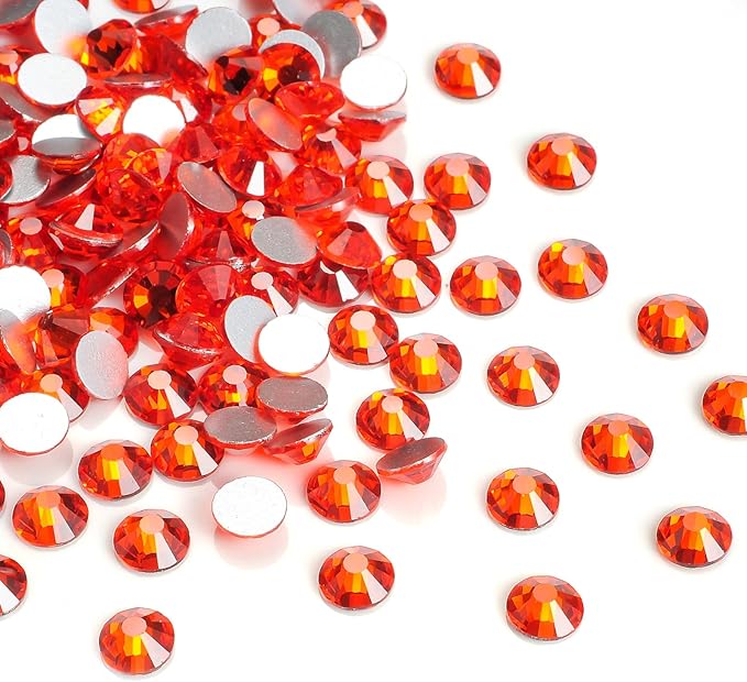 288pcs Flat Back Rhinestones Glitter Round Crystal Gems Glass Rhinestones for Crafts Nail Art Clothes Shoes DIY Decorations, Orange, SS30, 6.3-6.5mm