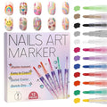12 Colors Nail Art Pens Set, 0.7mm 3D Nail Polish Pens, Quick Dry, Long Lasting & Waterproof Acrylic Nail Art Markers, Home & Salon Nail DIY, Parties Events, Gift for Valentine’s Day
