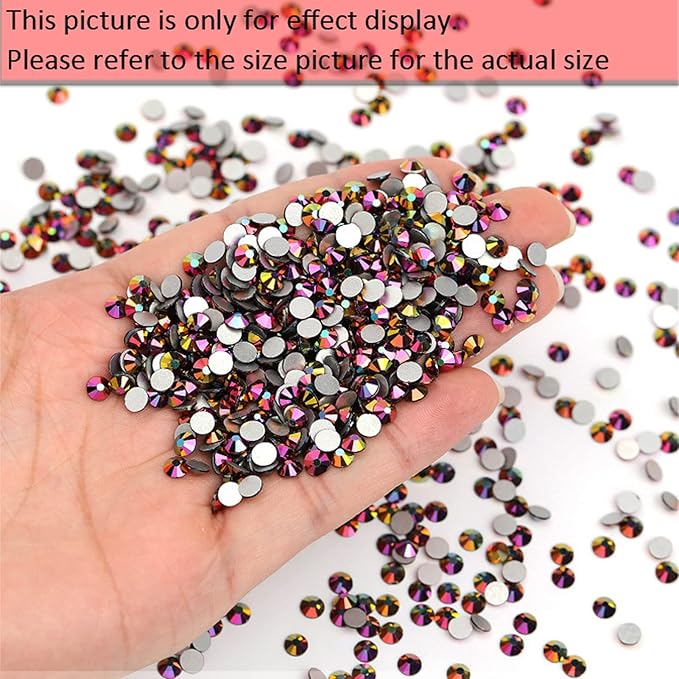 Dowarm 1440 Pieces SS16 Flatback Rhinestones, 4MM Flatback Crystal for Crafts, Nails, Dance Costumes - Non Hotfix (Metallic Rainbow AB)