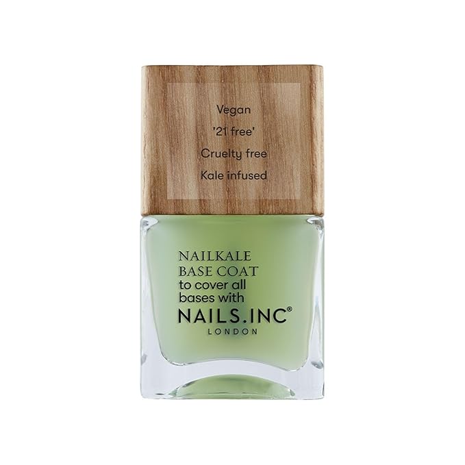 Nails Inc Plant Power, NailKale, Kale Extract, Base Coat, Glossy, No Chip, Long Lasting, Quick Dry, Air Dry, Professional Manicures & Pedicures, Fingernails & Toenails, Vegan Nail Polish, 0.47 Fl Oz
