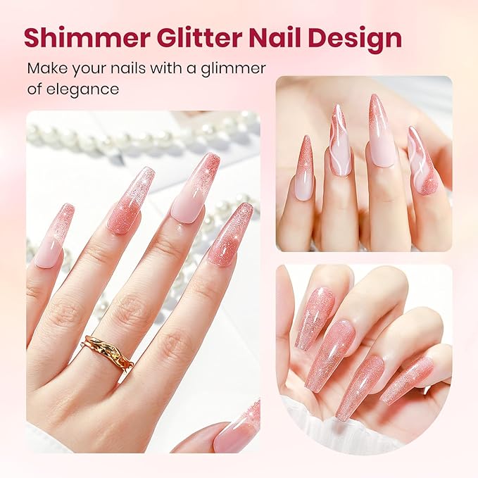 Quick Dry Glitter Nail Polish, 16ml Fast Drying Nail Polish Non Gel Shimmer Finger Nailpolish, Air Drying, Oil-based, Iridescent, Chip Resistant, Vegan, Streak, Long Lasting