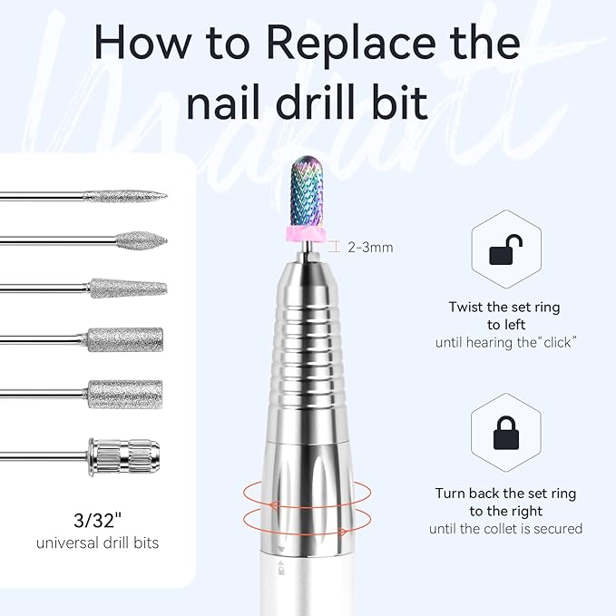 Makartt Replacement Nail Drill Handpiece for Nouvella Series Only, 0-35000RPM Professional E File Handle, Compatible with Pink/Black/Purple Nouvella Models (Handpiece Only, Machine Not Included)
