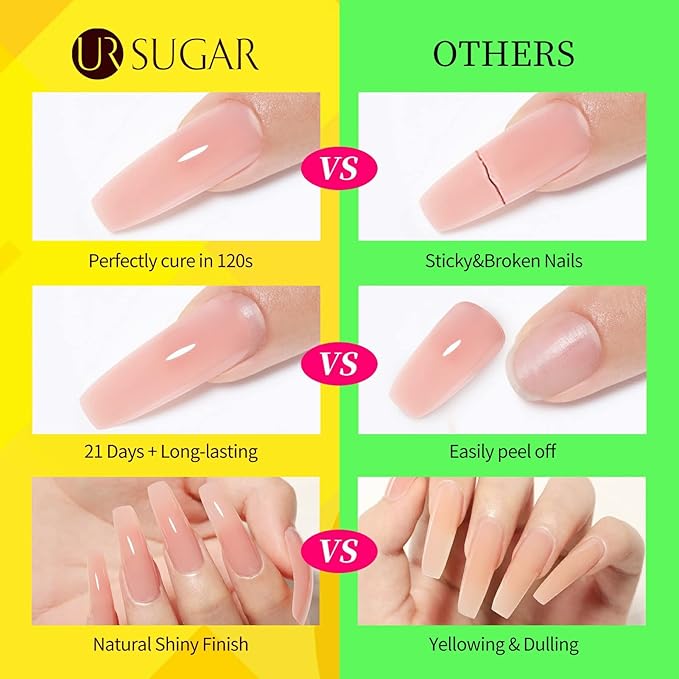 UR SUGAR 12 Colors Neon Glow in The Dark Poly Extension Gel Nail Polish Set, Hot Pink Neon Green Yellow Orange Bright Colors Glow in The Dark Poly Nail Gel Kit Long Lasting Soak Off Gel Polish Gift B