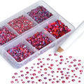 NCB Hotfix Iron on 8000pcs Crystal Rhinestones Round Gem for Crafts Decoration DIY Jewelry Making with a Picking Pen (Siam AB, 6Sizes SS3-SS12)