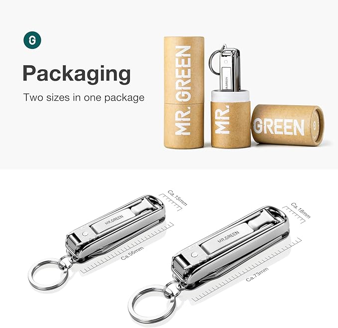 MR.GREEN Multifunctional Nail Clippers Stainless Steel Six Functions Nail Cutter Nail Files Small Knife Scissors (Large)