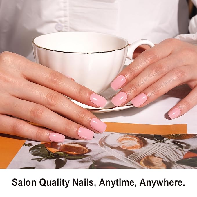 DANNI & TONI Semi Cured Gel Nail Strips Pale Pastel Pink Gel Nail Wraps 28 Stickers | Dreamy Blush