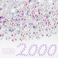 2000PCS Transparent AB Rhinestones Bulk, Flat Back Crystal Glass Stone Round Gems,SS30, 6.4-6.6mm