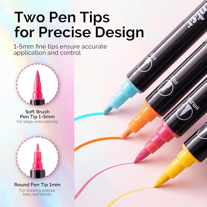 MelodySusie Nail Art Pens Set, 12 Colors Double-Ended Nail Polish Pens for Nail Art, Dual Tip, Nail Dotting Tool, Drawing Pen for Nail Design, Manicure Nail Pens for Salon and DIY at Home