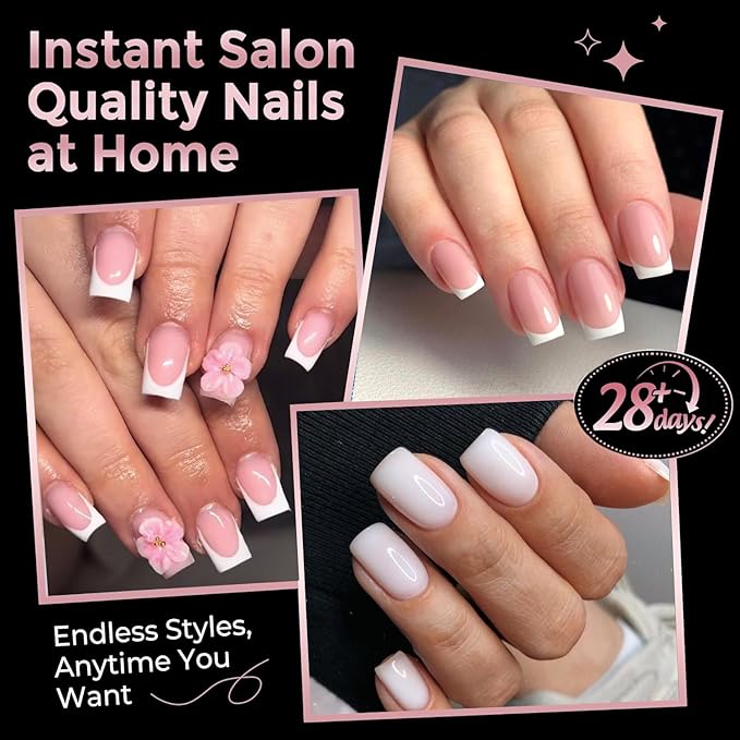 Short Square Nail Tips: 240PCS Soft Gel Pre-filed Short Square Fake Tips, 12 Sizes Full Cover Acrylic False Press On Nails for DIY Nail Art Home Salon