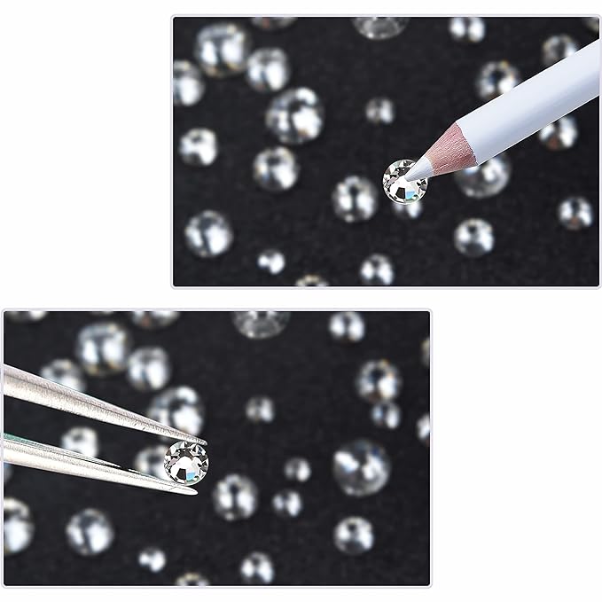 Crystal Flatback Rhinestones 3150Pcs, Nail Gems, Nail Art Decoration Glass Crystal Diamonds Craft, Gems Stones for clothes shoes bags DIY, Picking Pen/Tweezers kit(7 Sizes-crystal) HINABTRU