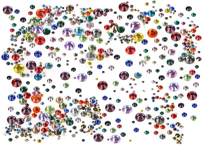 Bymitel 5000 Pieces 6 Mixed Sizes Glue Fix on Glass Rhinestones Round Crystal Gems Flatback for DIY Jewelry Making with one Picking Pen(Mix: SS4-SS30/5000PCS, Mixed Colors)
