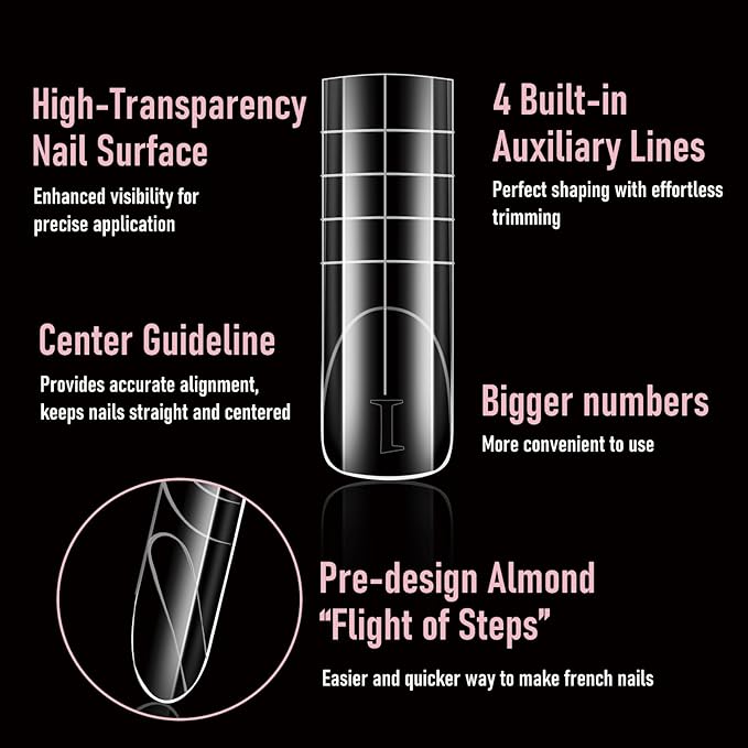 Straight Polygel Dual Nail Forms Square, Reusable Nail Molds with French Guidelines for Poly Gel Builder Gel Acrylic Nail Extension,15 Sizes 150Pcs