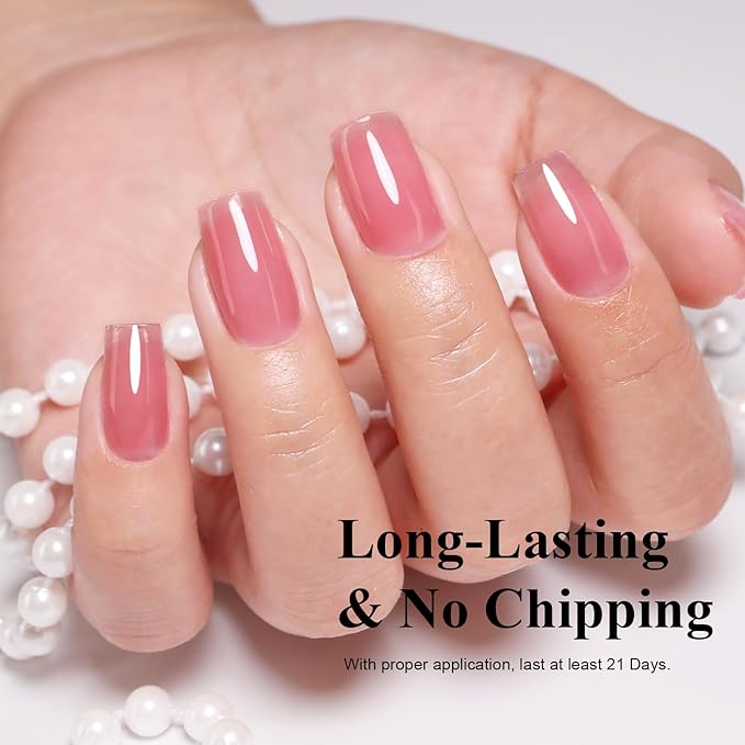 Imtiti 10ml Jelly Pink Gel Nail Polish Long Lasting Soak Off UV Led Pink Gel Polish Salon DIY at Home Gift for Women 1Pcs