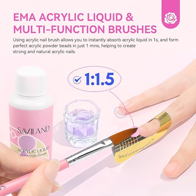 Saviland Acrylic Nail Kit with Drill and U V Light – Clear White Pink Acrylic Powder Black Red White Gel Nail Polish Nail Tools for Nail Art Gel Nails DIY