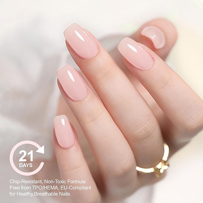 Hema Free Rubber Builder Base Gel, for Reinforces Soft & Thin Nails, UV Curing Needed DIY Home Manicure, Shaped Nails Thickening & Repair