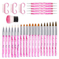 Professional Nail Art Brush Dotting Tools Kit (28pcs Pink)