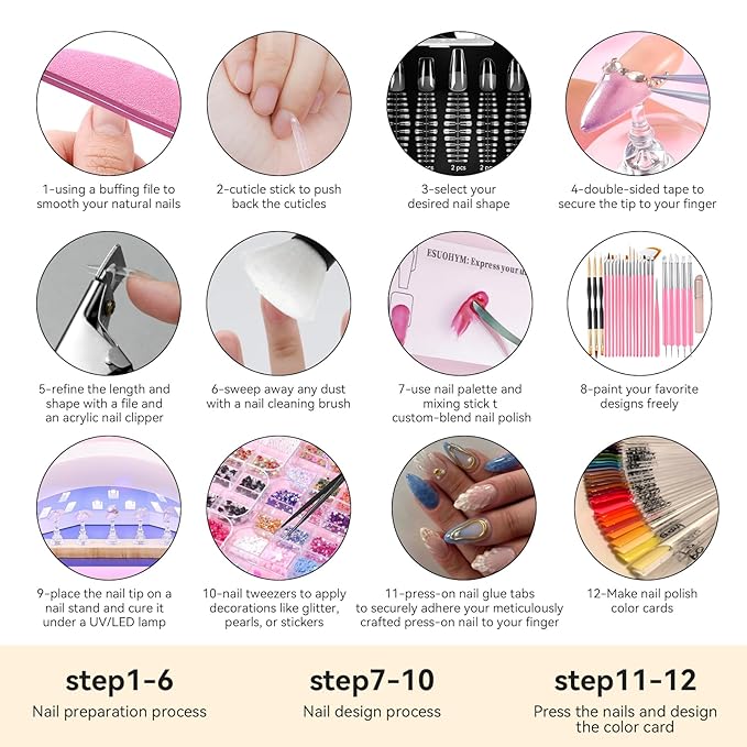 Acrylic Fake Nails Kit Press On Nail kit with 240PS Clear Nail Tips,Nail Art Stand,Art Brushes,Swatch Sticks,Acrylic Cutter,Nail Art Tools with Everything for Beginners DIY Nails Home Salon