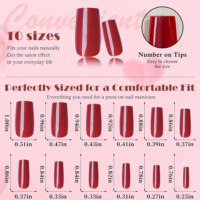 AddFavor Square Press on Nails, 576pcs Medium Square Fake Nails Full Cover Glossy Medium Nails Press on Acrylic False Nail Tips 24 Colors for Women