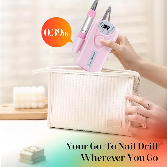 Electric Nail Drill Professional, 35000RPM Nail File Machine with Bits Set & Fast Cooling, Portable for Acrylic Gel Nail Polishing Removing, Manicure Pedicure at Salon & Home Use, Gift for Women