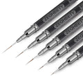 Wooden Nail Art Brushes, 5Pcs Nail Art Liner Brushes, Painting Art Design Brush Set Nail Dotting Drawing Tool for Long Lines, Thin Details, Fine Drawing Sizes 6/9/12/15/18mm, Grey