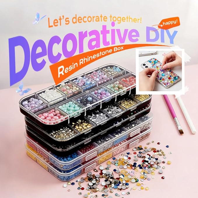 Colorful DIY Resin Rhinestone Kit, Multicolor Flatback Jelly Gems for Bedazzling, Diamond Art, Nail Art & Crafts, Includes Jewelry Glue and DIY Decorating Tools (1 Set+25ML Glue)