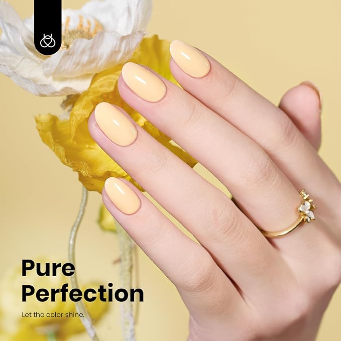 Beetles Yellow Gel Polish - Butter Time, Hema Free Pastel Yellow Gel Nail Polish, 8ML/0.27Fl Oz Soak Off UV LED Lamp Pastel Nails Art, Long-Lasting Manicure Salon DIY Home Easter Spring Nails