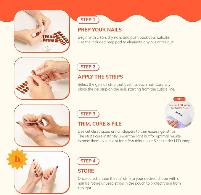 Heyhae Semi Cured Gel Nail Strips | No LED Lamp Needed | Glitter, Pink, Spring | Easy Apply & Remove, Salon Quality |Includes 28 Strips, 1 Prep Pads, Nail File & Wooden stick - Hey, Miss u to Infinity