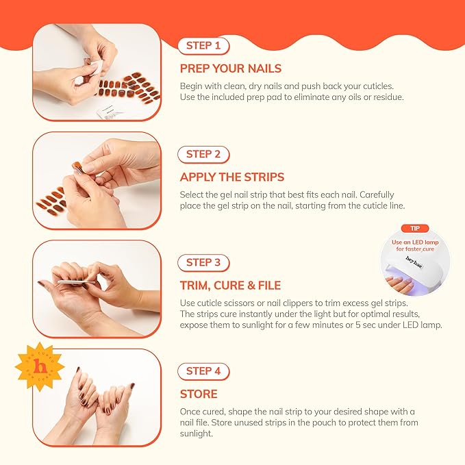 Heyhae Semi Cured Gel Nail Strips | No LED Lamp Needed | French, Pink, Spring | Easy Apply & Remove, Salon Quality | Includes 28 Strips, 1 Prep Pads, Nail File & Wooden Stick - Hey, Dinner at 6?