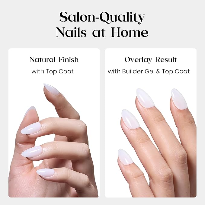 Beetles Natural Milky White Nail Tips | 160PCS, 16 Sizes Short Almond Nail Tips | Pre-Colored Full Cover Soft Nail Gel Fake Nails | Salon-Gel Look for DIY Manicure