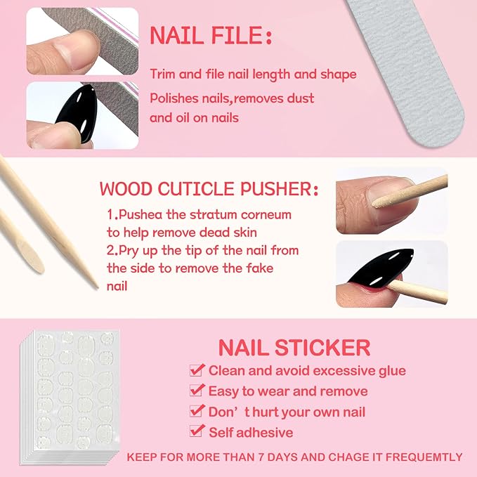 120pc Black Almond Press on Nails Short Fake Nails Press ons for Women Acrylic Nails Press on Nails&Glue Tabs, Short Black Press on Nails Almond False Nail Tip Stick on Artificial Fingernail