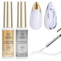 Beetles Gel Liner Nail Polish Set Metallic Silver Gold 2pcs Gel Nail Polish Art Chrome 3D High-Gloss Effect for Nail Paint Design with Thin Brush DIY French Manicure Gifts for Women