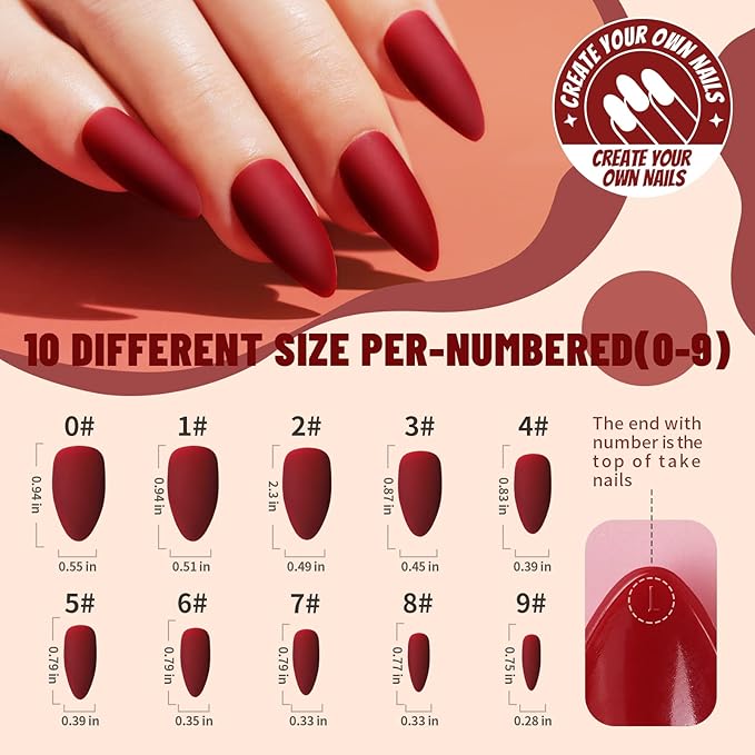 Teenitor Almond Press On Nails, 12 Color 288Pcs Matte Glue On Nails Almond Shape Press On Nails Medium Length Fake Nails